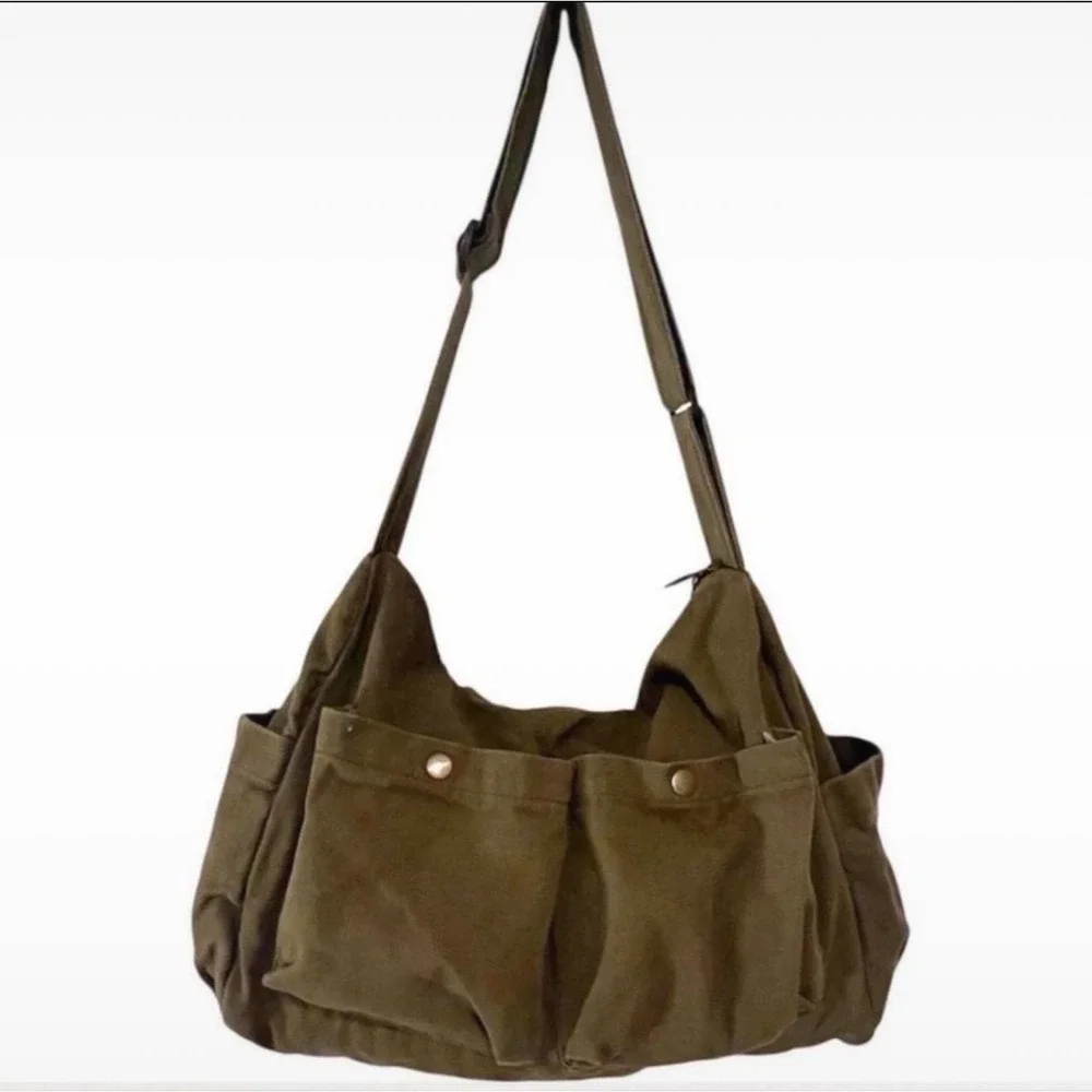 Awesome Unisex Canvas Crossbody Bag - Large capacity -  Khaki - New
